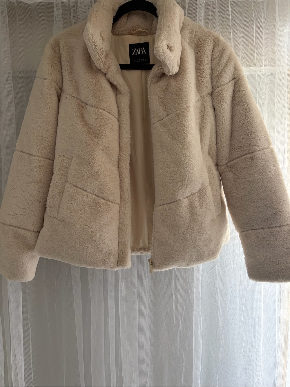 Zara Plush Cream Teddy Jacket